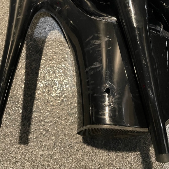 Worn 8inch Pleaser open-toed thigh high boots - Picture 5 of 8